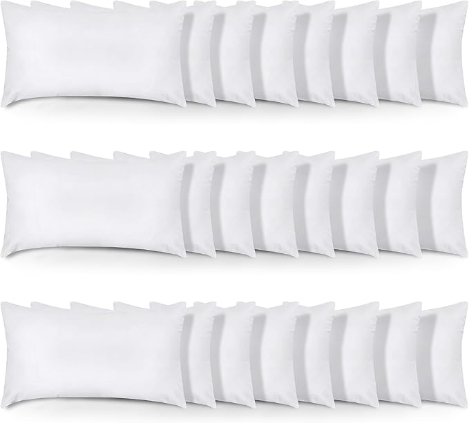 Utopia Bedding Throw Pillows (Set of 24, White), 12 x 20 Inches Pillows for Sofa, Bed and Couch Decorative Stuffer Pillow