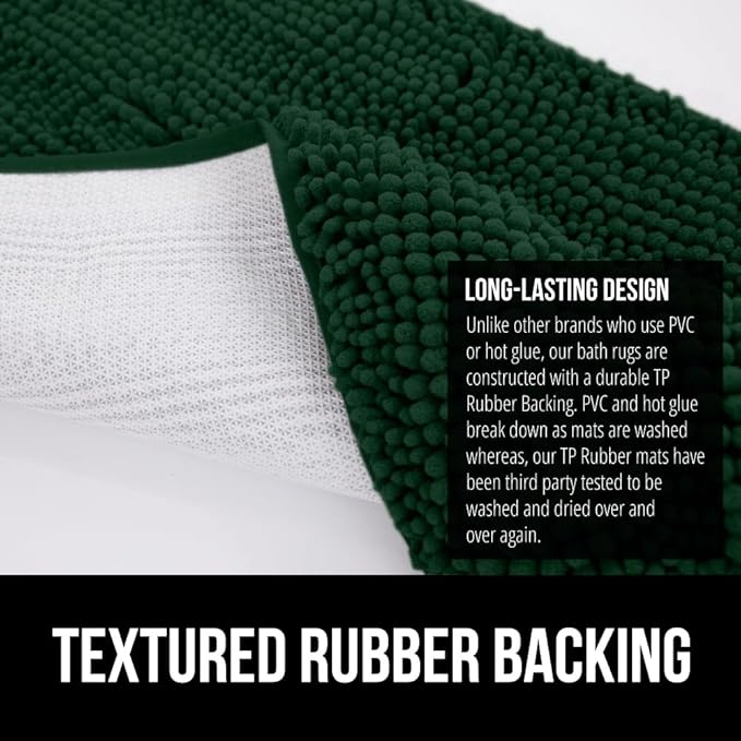 GORILLA GRIP Plush Absorbent Shaggy Chenille Bath Rug Mat for Oval Toilet Base with Rubber Backing, Machine Washable Rugs, Soft Microfiber Contour Mats for Toilets, Bathroom Decor, Hunter