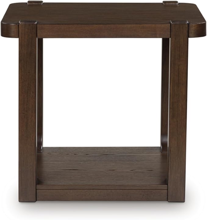 Signature Design by Ashley Breckington Contemporary End Table with Lower Shelf, Dark Brown