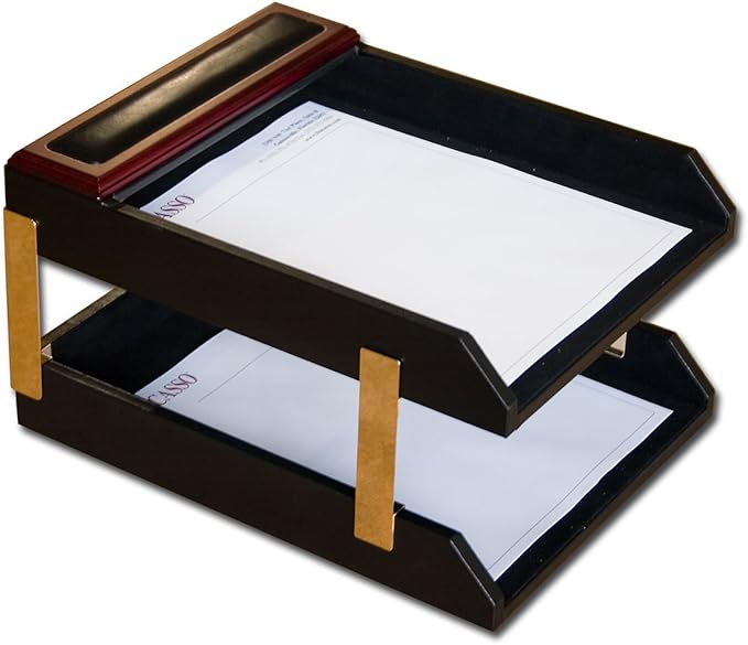 Dacasso Rosewood and Leather Desk Set, 10-Piece