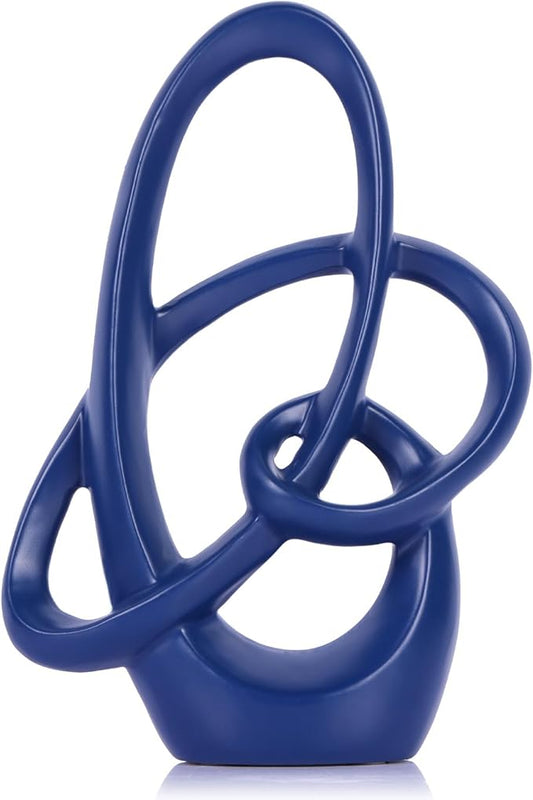 QIANLING Blue Knot Statue Decor - Modern Sculptures Home Decor, Resin Abstract Decor Art Accent,Blue Centerpieces for Living Room, Bedroom, Bathroom, Office, Shelf, Mantel - Wedding, Coffee Table
