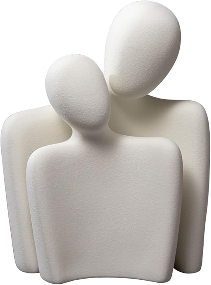 Ceramic Couple Statue Modern Shelf Decor Knick Knacks for Shelves, Valentine's Day Wedding Gifts, Home Decor for Living Room, Bedroom, Bookshelf & TV Stand (XL)