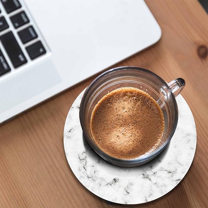 Marble Texture Design Cup Coasters for Table Elegant Gray Rock Stone Tile Fashion Granite Luxury Doodle Reusable Drink Coasters Set 2 Pcs Coffee Home Farmhouse Living Room Bar Decor