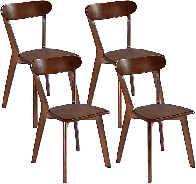 DELAVIN Soild Wood Dining Chairs Set of 4, Oak Wood Kitchen Chairs, Dining Room Chairs, Walnut