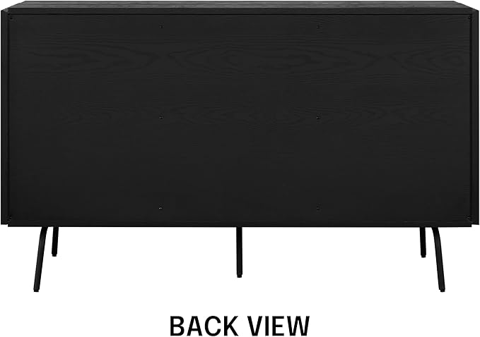 NTC Veil Modern Sideboard with 3 Doors, Buffet Cabinet with Vertical Groove Design and Metal Legs, Storage Cabinet for Living Room, and Hallway, Effortless Assembly - Burnt Black