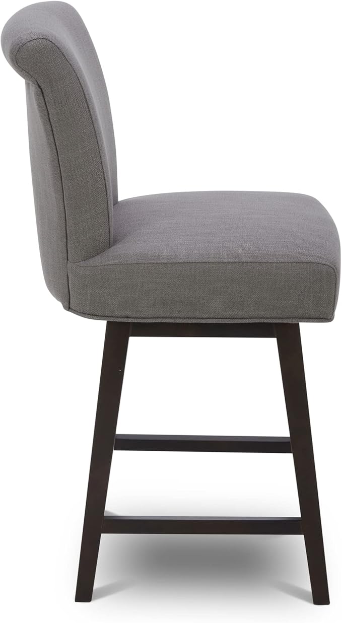 CHITA 26 Inch Counter Height Swivel Bar Stools Set of 3, FSC Certified Modern Fabric Swivel Barstool Chair with Back, Flint Grey