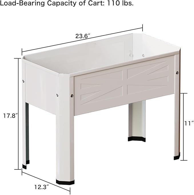 Raised Garden Bed with Detachable Tall Legs Elevated Metal Planter Box for Growing Fresh Herbs Vegetables Flowers Succulents&Other Plants for Outdoor Backyard Patio Deck Balcony White