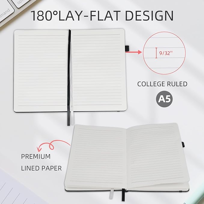 Notebooks Journal for Women Men 3 Pack Bulk Leather Hardcover with Pen Holder A5 160 Pages 100 GSM Thick Paper for Work School Lined Pink