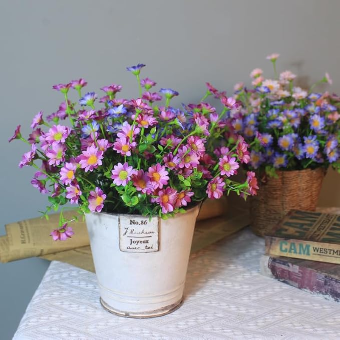 Artificial Flowers for Outdoors Colorful Daisy 20 Bundles Faux Plant Outdoor Spring Summer Decor Realistic Fake Plants Outside for Planters Front Porch Backyard Decor (20 Bundles 5 Colors)