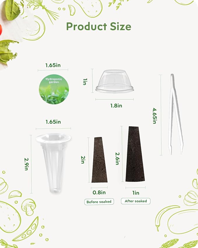 180Pcs Hydroponic Pods Supplies: Grow Anything Kit with 45 Grow Sponges, 45 Grow Baskets, 45 Grow Domes, 45 Pod Labels - Compatible with Hydroponics Growing System Indoor Garden from Most Brands