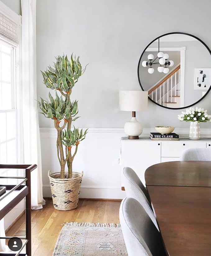 Briful 4Ft Tall Artificial Agave Plants Fake Plants Large Yucca Elephantipes in Pots Agave Americana Artificial Tree for Home Office Décor