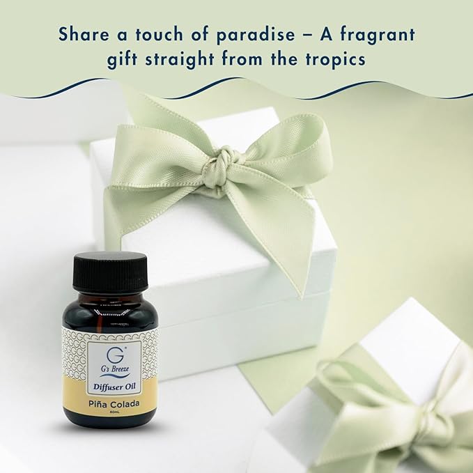 G's Breeze Piña Colada Diffuser Oil Refill - Tropical Coconut & Pineapple Scent - Long Lasting Fragrance, Uplifting Aroma - Ideal for Home & Office - Refreshing & Inviting Atmosphere - 60 ML