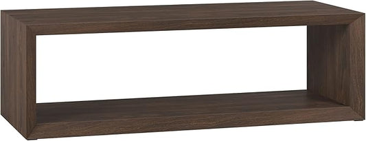 Henn&Hart 58" Rectangular Coffee Table with Open Storage Shelf for Living Room, Family Room, or Office, Alder Brown