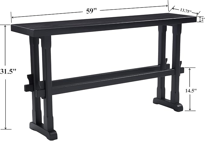 Narrow Entryway Table 59" Farmhouse Wood Long Skinny Console Table for Entryway Rustic Sofa Table for Living Room/Hallway/Reception/Bedroom, Black