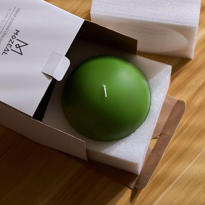 MOZEAL Hand-Poured, 6 Inch Lime Green Large Round Ball Candles - Elegant Lime Green Round Pillar Candles, Dripless, Unscented, Smokeless, Ideal for Spring Celebrations.