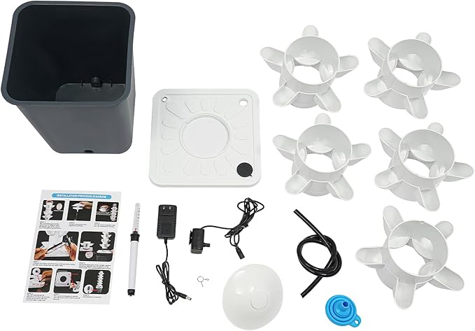 Hydroponics Growing System, 25-Plants Hydroponic Growing Kit Indoor Vertical Tower System Kit with Water Pump & Plug Nursery Germination Kit for Gardening Lover (Grey)