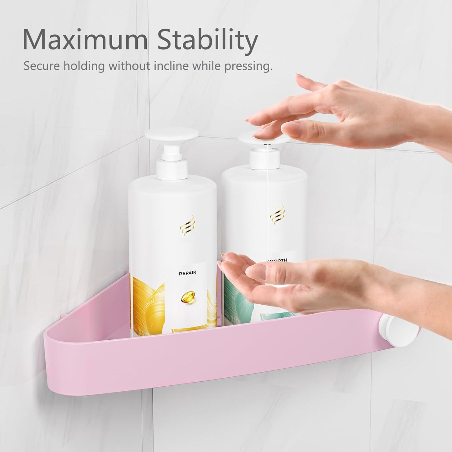 Sotfamily Shower Caddy Corner, 2 Pack Adhesive Corner Shower Shelves for Bathroom Organizers and Storage, Rust Free Plastic Rack for Bathroom Accessories & Decor, Pink