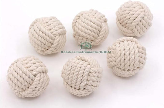 Set of 6 Decorative Nautical Cotton Rope Balls – 2 Inch Each – Handmade Rustic Knot Spheres – for Coastal Home Decor, Bowl Fillers, Tray Styling, Wedding Centerpieces, or Housewarming Gift Idea