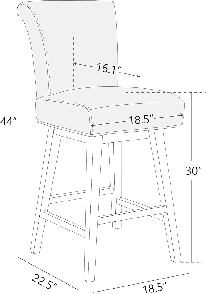 CHITA 30 Inch Counter Height Swivel Bar Stools Set of 2, FSC Certified Modern Upholstered Faux Leather Swivel Barstool Chairs with Back, White