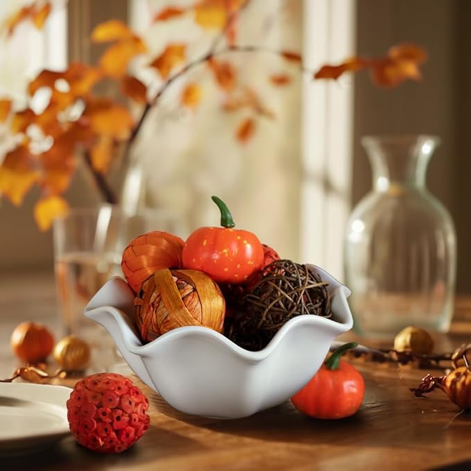 Qingbei Rina Fall Decorative Balls for Bowls, Pumpkins Bowl Fillers, Assorted Wicker Rattan Balls, Autumn Decorative Orbs Woven Spheres,Thanksgiving Holiday Home Decor(Orange)