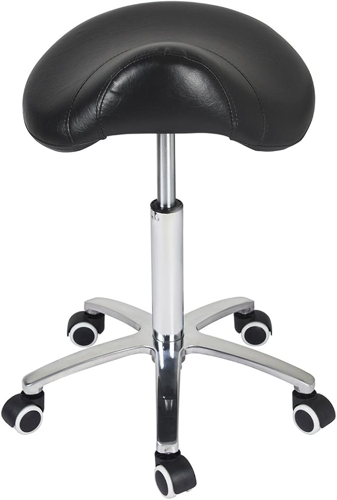 Antlu Saddle Stool Rolling Chair for Medical Massage Salon Kitchen Spa Drafting,Adjustable Hydraulic Stool with Wheels (Without Backrest, Black)