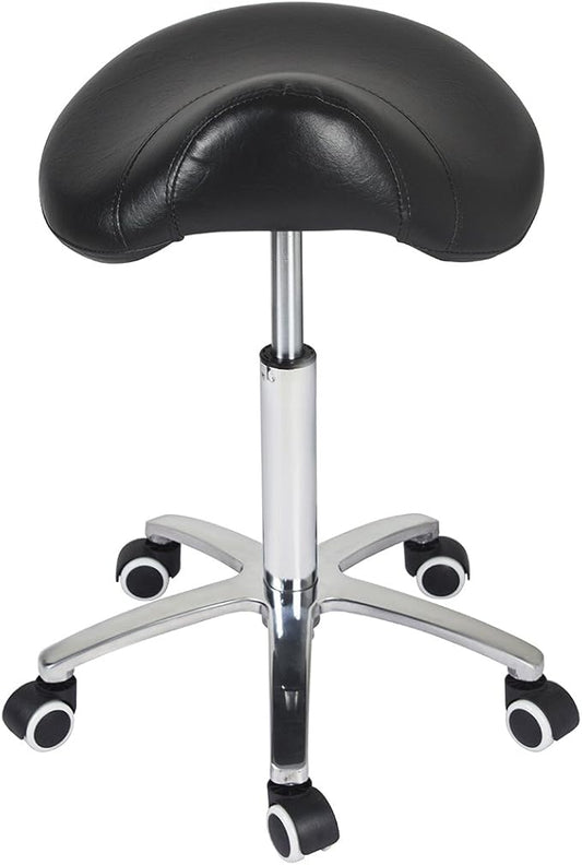 Antlu Saddle Stool Rolling Chair for Medical Massage Salon Kitchen Spa Drafting,Adjustable Hydraulic Stool with Wheels (Without Backrest, Black)