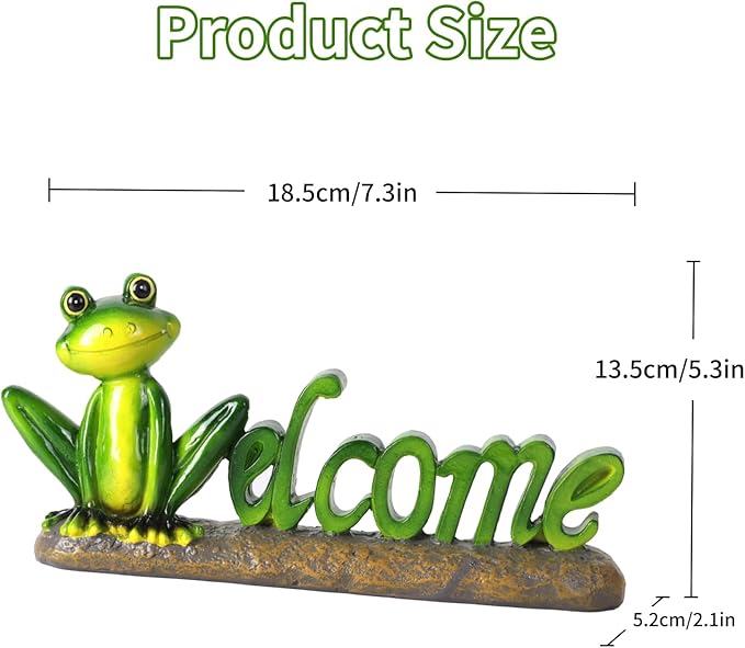 Frog Welcome Statue Outdoor,Resin Creative Decoration,Garden Entryway Decor,Cute Personalized Home Front Porch