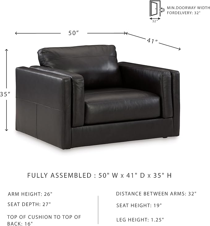 Signature Design by Ashley Amiata Modern Leather Match Upholstered Oversized Chair, Black
