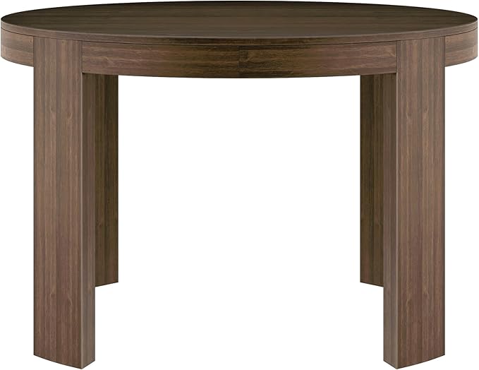 Plank+Beam Contour Round Dining Table, 47 Inch Kitchen Table, Solid Wood Dinner Table, Kitchen Dinette Table, Walnut