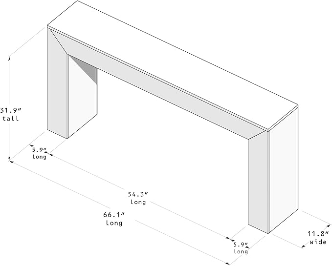 Plank+Beam Grand Console Table, 66 Inch Modern Solid Wood Sofa Table, Narrow Entryway Table for Hallway, Behind The Couch, Living Room, Foyer, Black Wirebrush