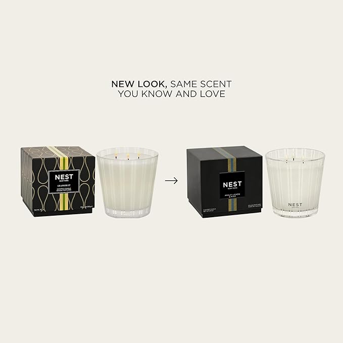 NEST New York Scented 3-Wick Candle, Amalfi Lemon & Mint - 21.2 oz - Up to 100-Hour Burn Time - Reusable Glass Vessel