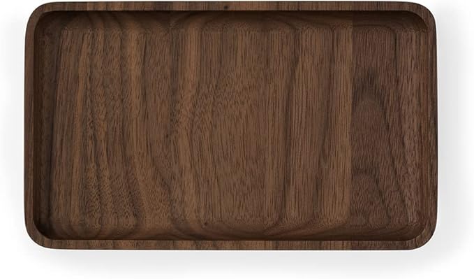 Oakywood Handcrafted Wooden Catchall Tray - Wooden Desk Organiser - Made in The EU - Natural Wood Desktop Storage - Customizable in 3 Sizes - Natural Walnut - 20x12 cm (7.9"x4.7")