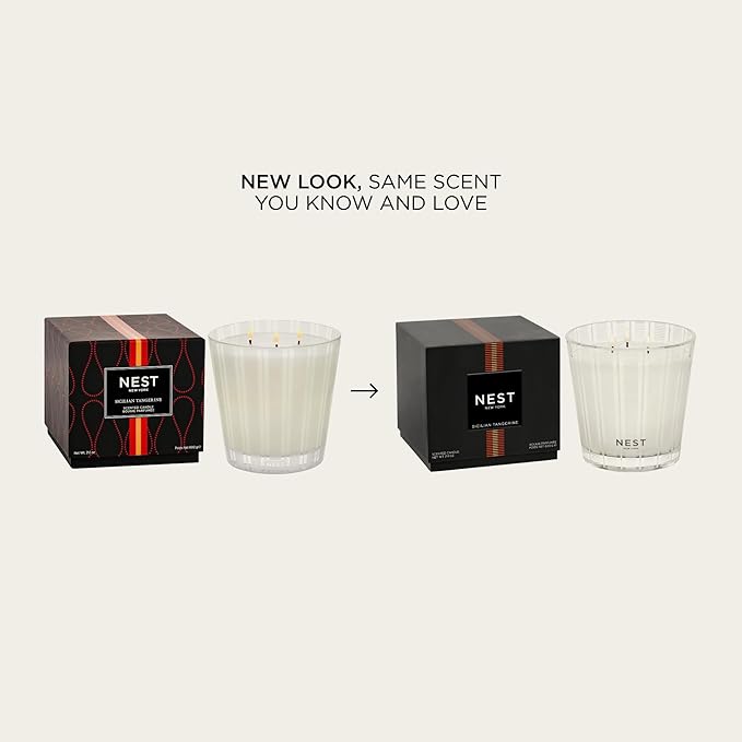 NEST New York Scented 3-Wick Candle, Sicilian Tangerine - 21.2 oz - Up to 100-Hour Burn Time - Reusable Glass Vessel