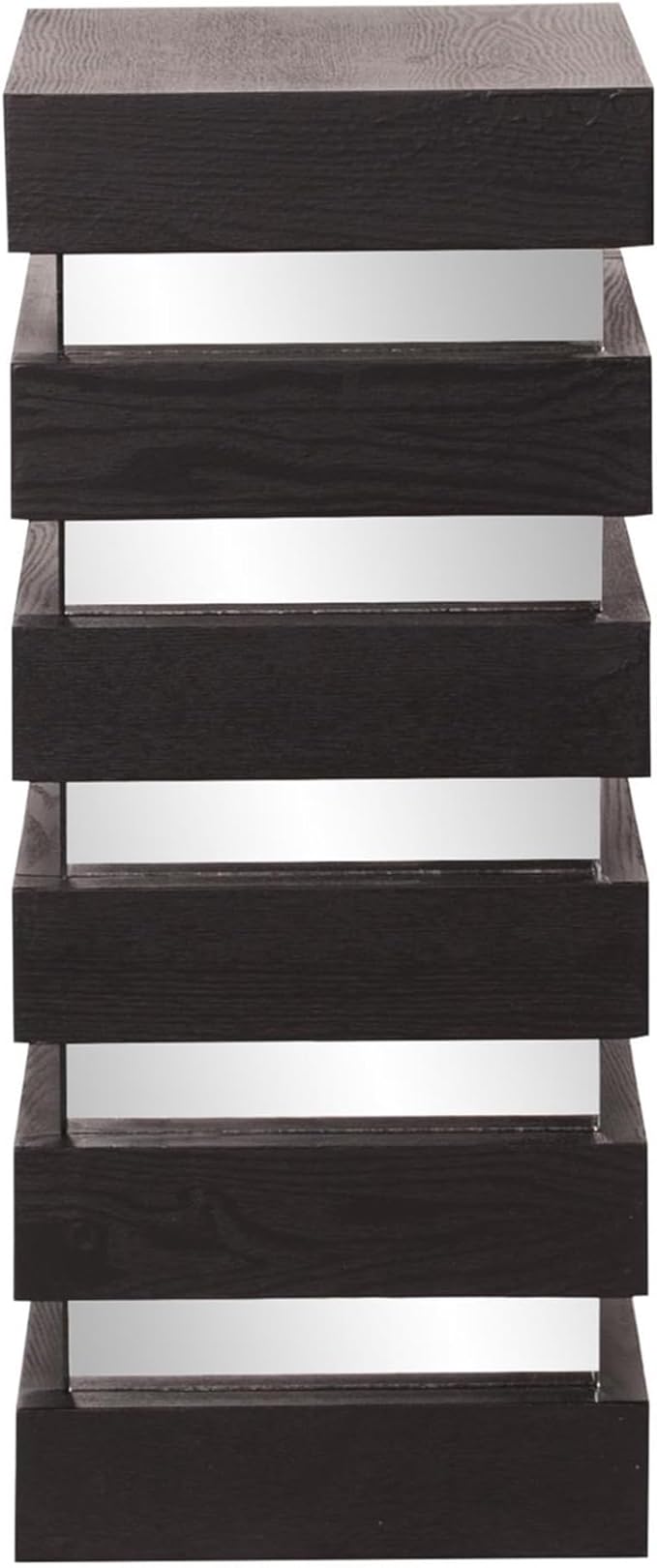 Howard Elliott Stepped Pedestal Accent Table, Black Wood and Mirrored Side End Table for Home Decor, Small Space Pedestal Table for Bedroom, Living Room & Entryway, 12 x 12 x 28 Inch, Medium