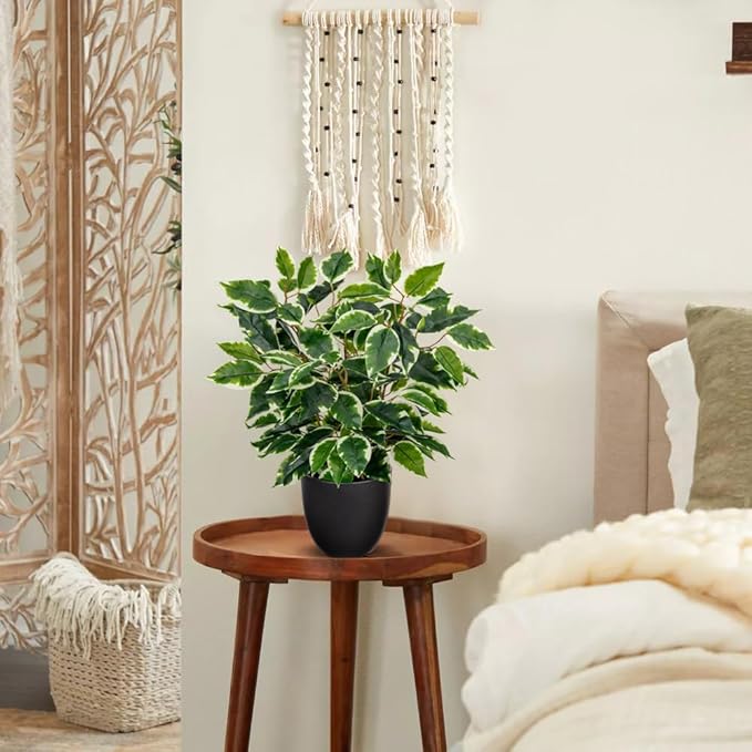 Fake Plant 15.7” Artificial Plants Indoor Small Ficus Potted Plants Silk Plants Faux Topiary Plant for Home Bathroom Bedroom Dining Room Kitchen Window Shelf Desk Centerpieces Tabletop Decor