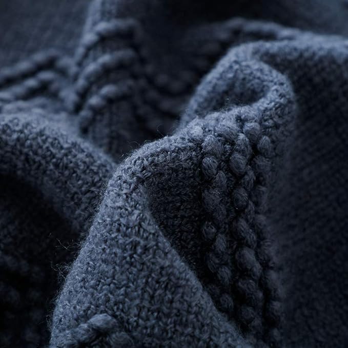 BOURINA Navy Throw Blanket 60x80 Inches Throw Textured Solid Soft Sofa Throw Couch Knitted Decorative Blanket
