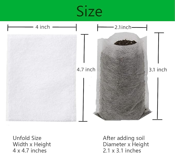 gardtree Plant Nursery Bags 4” x 4.7” 400PCS, Non-Woven Biodegradable Plant Grow Bags Fabric Seedling Starter Pots for Vegetable Flower Fruit Saplings Tree, Home Garden Supply