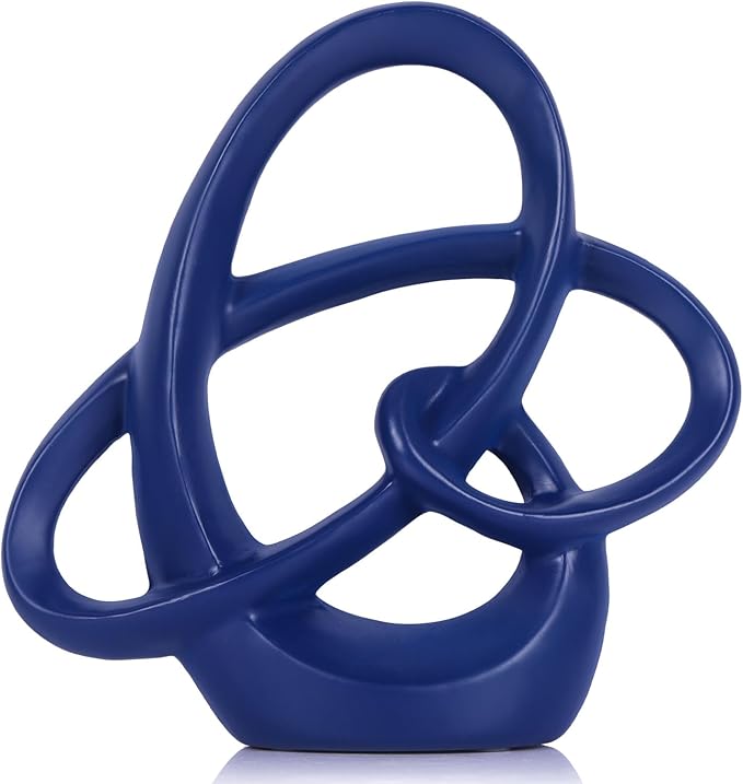QIANLING Blue Knot Statue Decor - Modern Sculptures Home Decor, Resin Abstract Decor Art Accent,Blue Centerpieces for Living Room, Bedroom, Bathroom, Office, Shelf, Mantel - Wedding, Coffee Table