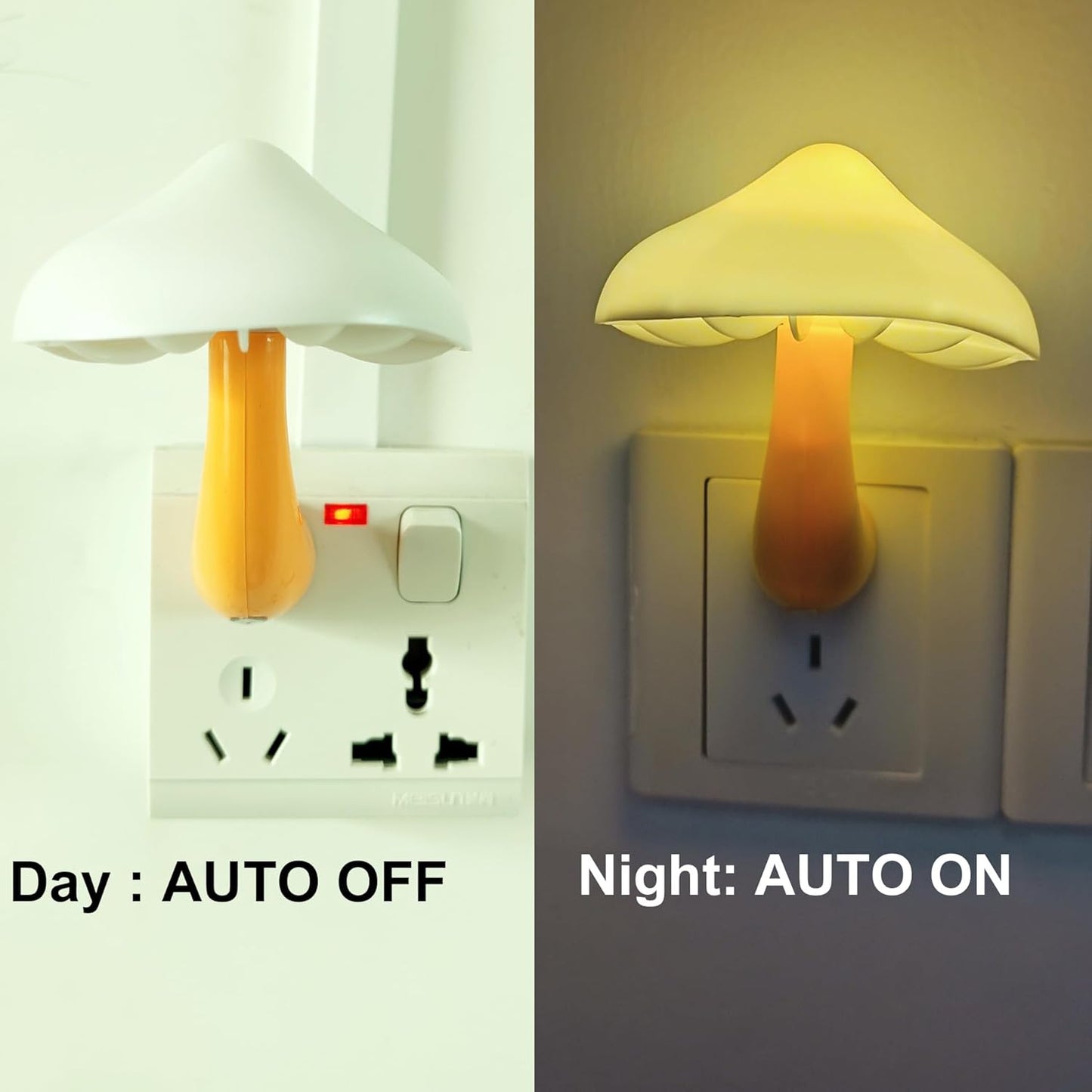 AUSAYE 4 Pack Plug in Night Light, Mushroom Light LED Nightlights for Kids, Adults, Bedroom, Bathroom,Hallway, Stairs, Kitchen Muti-Color