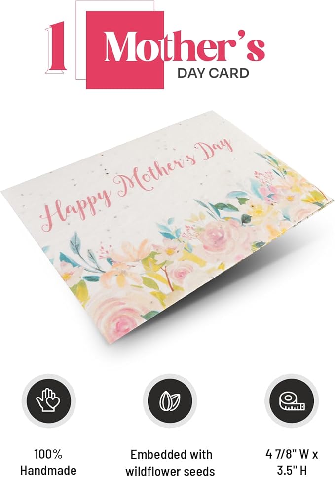 Mother's Day Greeting Card – Plantable Wildflower Seed Paper for Mother's Day, Gifts, & Special Events