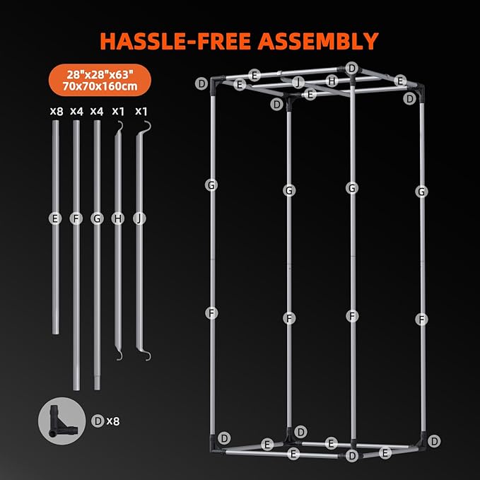 Spider Farmer 2.3x2.3x5.2 Grow Tent Pro-Grade, 28"x28"x63", with Observation Window Floor Tray, 1680D Thicken Mylar Canvas, 2x2 for Indoor Hydroponic Growing for SF1000, SE1500, G1500