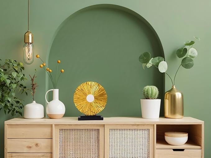 Minimalist Round Sculpture Decorative Objects Above Cabinet Decor Kitchen Modern Home Decor Items for Living Room Tv Stand, Center Pieces, Shelf, Coffee Table Decorations Accents (Gold)
