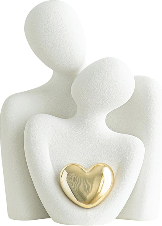 Ceramic Couple Statue - Modern Shelf Decor Knick Knacks for Shelves, Valentine's Day Wedding Gifts, Home Decor for Living Room, Bedroom, Bookshelf & TV Stand (L)