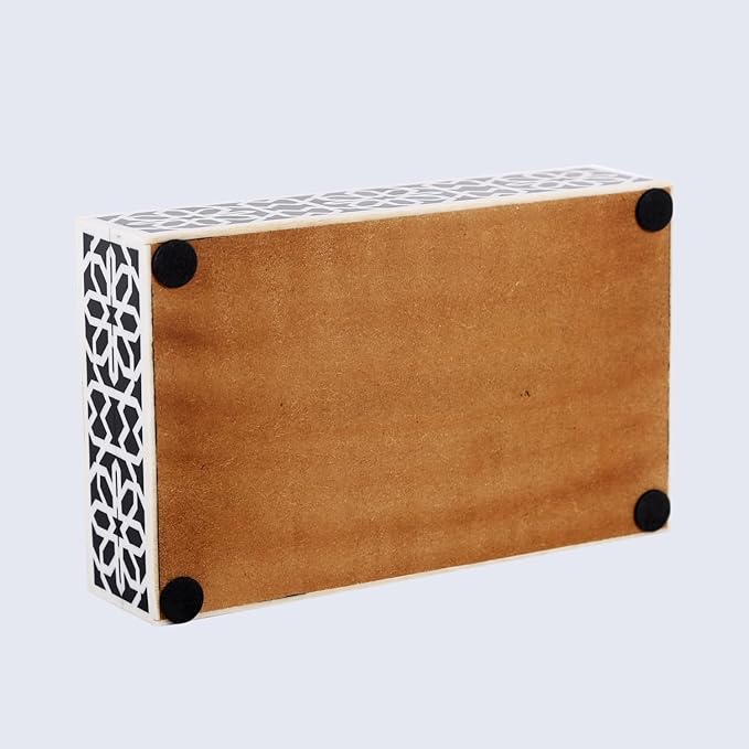 Handicrafts Home Decorative Storage Box with Lid- 8x5x2” Small Keepsake, Trinket Box, Memory Box- Decorative Boxes for Home Decor, Centre Table, Giftable Storage Accent- Shiraz- Black White