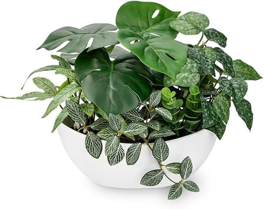 Fake Plants 11.8" Artificial Potted Plant Assorted Faux Plant in Pot Silk Plants Artificial Plants Indoor for Home Living Room Bedroom Bathroom Office Desk Table Centerpieces Shelf Greenery Decor