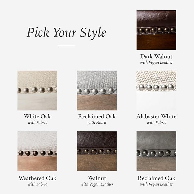 Maven Lane Pullman Counter Stool 26 Inches – Set of 4 – Swivel Stools with Footrest – Cream Solid Wood Frame & Natural Fabric Upholstery – Perfect for Kitchen Islands & Counters