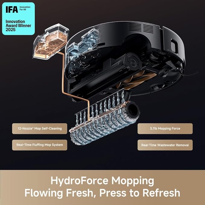 MOVA Z60 Ultra Roller Complete Robot Vacuum and Mop, 28,000Pa Suction, Roller Real-Time Flutting Self-Washing, Auto Carpet Shield, Extendable for Edge Cleaning, Anti-tangle DuoBrush, Care-Free Station