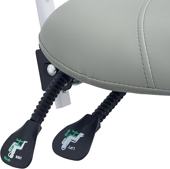 Saddle Stool Chair with Backrest and Foot Ring, Ergonomic Rolling Esthetician Seat for Salon, Tattoo Shop, Spa, Facial lash Home, Dentist Clinic, Esthetician Chair, Grey