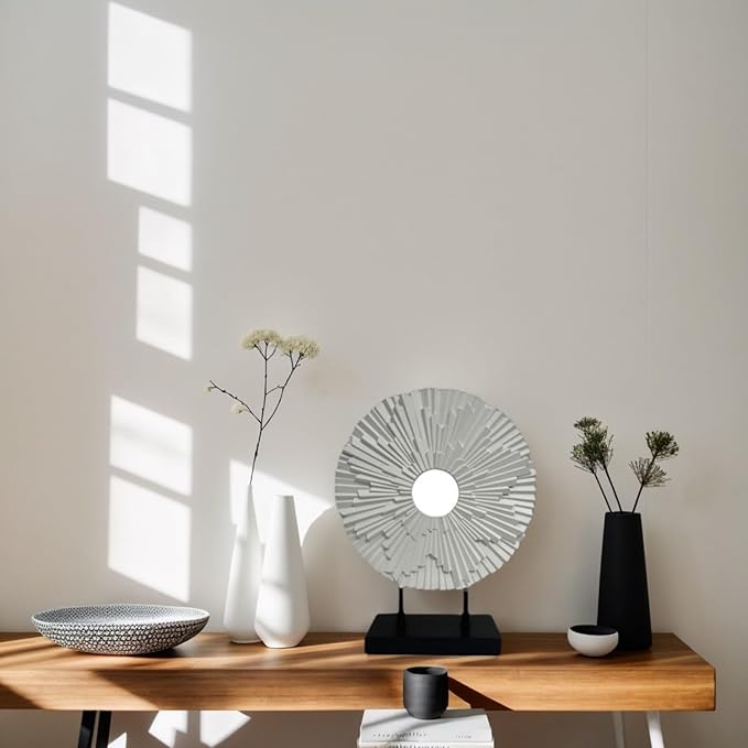 Minimalist Round Statue Above Cabinet Decor Kitchen, Modern Decorative Sculpture Home Decorations for Living Room Coffee Table, Office Decor Items, Center Pieces Decoration (White)