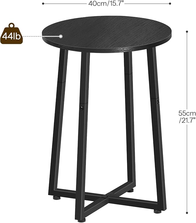 HOOBRO Side Table, Round Accent End Table with Sturdy Metal Pedestal, 15.7" Round Nightstand, for Living Room, Bedroom, Balcony, Office, Black BB95BZ01